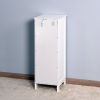 Bathroom Floor Cabinet Storage Organizer Set with Drawer and Single Shutter Door Wooden White - White