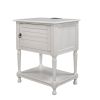 Versatile Nightstand with Two Built-in Shelves Cabinet and an Open Storage,USB Charging Design,White - White