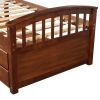 Twin Size Platform Storage Bed Solid Wood Bed with 6 Drawers - Walnut