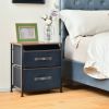20 Inch Height Industrial Nightstand with 2 Pull-out Fabric Drawers - Rustic Brown