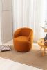 fabric swivel accent armchair barrel chair with black powder coating metal ring - Caramel