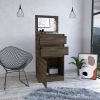 Kamelot Dresser With Jewelry Box; Single Door Cabinet; Mirror; Two Drawers -Dark Walnut - as Pic