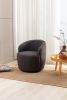 fabric swivel accent armchair barrel chair with black powder coating metal ring - Dark Gray