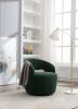 fabric swivel accent armchair barrel chair with black powder coating metal ring - Green
