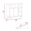Paprika Kitchen Cart; Four Casters ; Four Open Shelves; Double Door Cabinet -Light Oak / White - as Pic