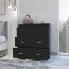 Classic Three Drawer Dresser; Superior Top; Handles -Black - as Pic