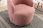 fabric swivel accent armchair barrel chair with black powder coating metal ring - Light Pink