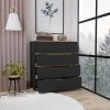 Zoe Dresser; Superior Top; Four Drawers -Black / Light Oak - as Pic