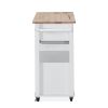 Julien Kitchen Trolley on Wheels Natural Tabletop+White - as Pic
