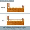 Twin Size Platform Storage Bed Solid Wood Bed with 6 Drawers - Oak