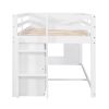 Twin Size Loft Bed with Cabinet and Shelf - White
