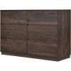 Mid-Century Modern 6 Drawers Dresser; Dark Brown - as Pic