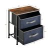 20 Inch Height Industrial Nightstand with 2 Pull-out Fabric Drawers - Rustic Brown