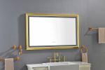 48 in. W x 30 in. H Oversized Rectangular Gold Framed LED Mirror Anti-Fog Dimmable Wall Mount Bathroom Vanity Mirror - Gold