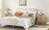 Rattan nightstand with socket side table natural handmade rattan(2PC; Natural ; 15.55''W*13.78''D*23.82''H) - 1