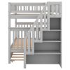 Full over Full Bunk Bed with Trundle and Staircase - Gray