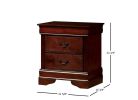1pc Nightstand Cherry Finish Louis Philippe Solid wood English Dovetail Construction Antique Nickle Hanging Pulls - as Pic