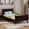 Wood Platform Bed Twin Bed Frame Mattress Foundation Sleigh Bed with Headboard/Footboard/Wood Slat Support - Espresso