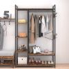 Organized Garment Rack with Storage; Free-Standing Closet System with Open Shelves and Hanging Rod(Rustic Brown; 43.7''w x 15.75''d x 70.08''h). - 1