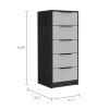 Kaia 5 Drawer Dresser; Vertical Dresser -Smokey Oak / White - as Pic