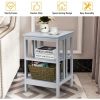 Set of 2 Multifunctional 3-Tier Nightstand Sofa Side Table with Reinforced Bars and Stable Structure - Gray