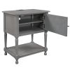 Versatile Nightstand with Two Built-in Shelves Cabinet and an Open Storage;  USB Charging Design - Gray