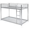 Twin over Twin Metal Bunk Bed; Low Bunk Bed with Ladder; Silver(OLD SKU:WF282465AAN) - as Pic