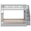 Full over Full Bunk Bed with Trundle and Staircase - Gray