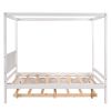 Full Size Canopy Platform Bed with Trundle,With Slat Support Leg - White