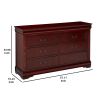 Traditional Style Wooden Dresser with Six Drawers; Cherry Brown - as Pic
