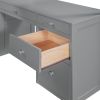 Twin Size Loft Bed with Ladder;  Shelves;  and Desk - Gray