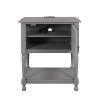 Versatile Nightstand with Two Built-in Shelves Cabinet and an Open Storage;  USB Charging Design - Gray