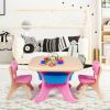 Kids Activity Table and Chair Set Play Furniture with Storage - pink