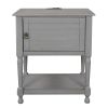 Versatile Nightstand with Two Built-in Shelves Cabinet and an Open Storage;  USB Charging Design - Gray