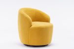 fabric swivel accent armchair barrel chair with black powder coating metal ring - Yellow