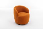 fabric swivel accent armchair barrel chair with black powder coating metal ring - Caramel
