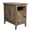 Set of 2 Wood Side Table, Narrow End Table with Cabinet and Shelf, 2-Tier Nightstand for Small Space - Archaize color