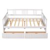 Full Size Daybed Wood Bed with Two Drawers - White
