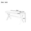 TOPMAX Farmhouse Rustic Wood Kitchen Upholstered Dining Bench; Beige+White - as Pic
