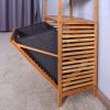 Bathroom Laundry Basket Bamboo Storage Basket with 2-tier Shelf 17.32 x 13 x 37.8 inch - Natural