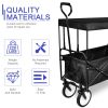 YSSOA Heavy Duty Folding Portable Hand Cart with Removable Canopy; 8'' Wheels; Adjustable Handles and Double Fabric for Shopping; Picnic; Beach; Campi