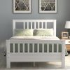 Wood Platform Bed with Headboard and Footboard - White