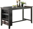 Modern Casual 1pc Counter Height High Dining Table w Storage Shelves Dark Brown Finish Wooden Kitchen Breakfast Table Dining Room Furniture - as Pic
