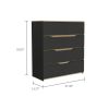 Zoe Dresser; Superior Top; Four Drawers -Black / Light Oak - as Pic