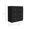 Classic Three Drawer Dresser; Superior Top; Handles -Black - as Pic