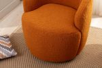 fabric swivel accent armchair barrel chair with black powder coating metal ring - Caramel