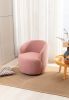 fabric swivel accent armchair barrel chair with black powder coating metal ring - Light Pink