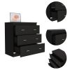 Classic Three Drawer Dresser; Superior Top; Handles -Black - as Pic
