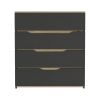Zoe Dresser; Superior Top; Four Drawers -Black / Light Oak - as Pic