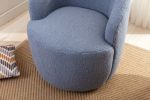 fabric swivel accent armchair barrel chair with black powder coating metal ring - Light Blue